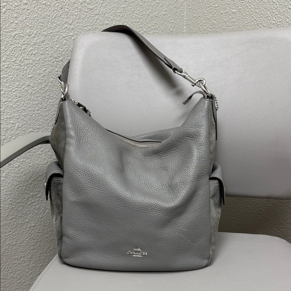 Coach Penelope Pebble Gray Leather and Suede Hobo Bag-NWOT - Picture 1 of 13